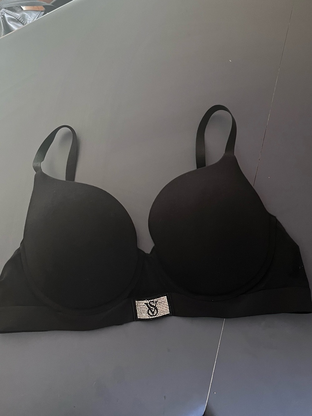Victoria's Secret Black Padded Bra with Rhinestone Logo